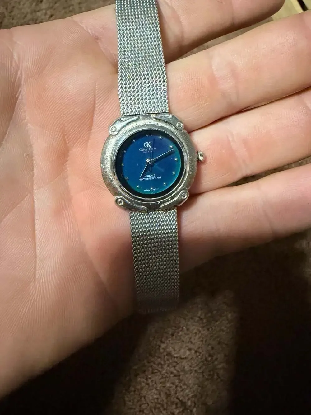 Calvin Klein ck 1904 Vintage Quartz Watch Blue Dial Mesh Strap